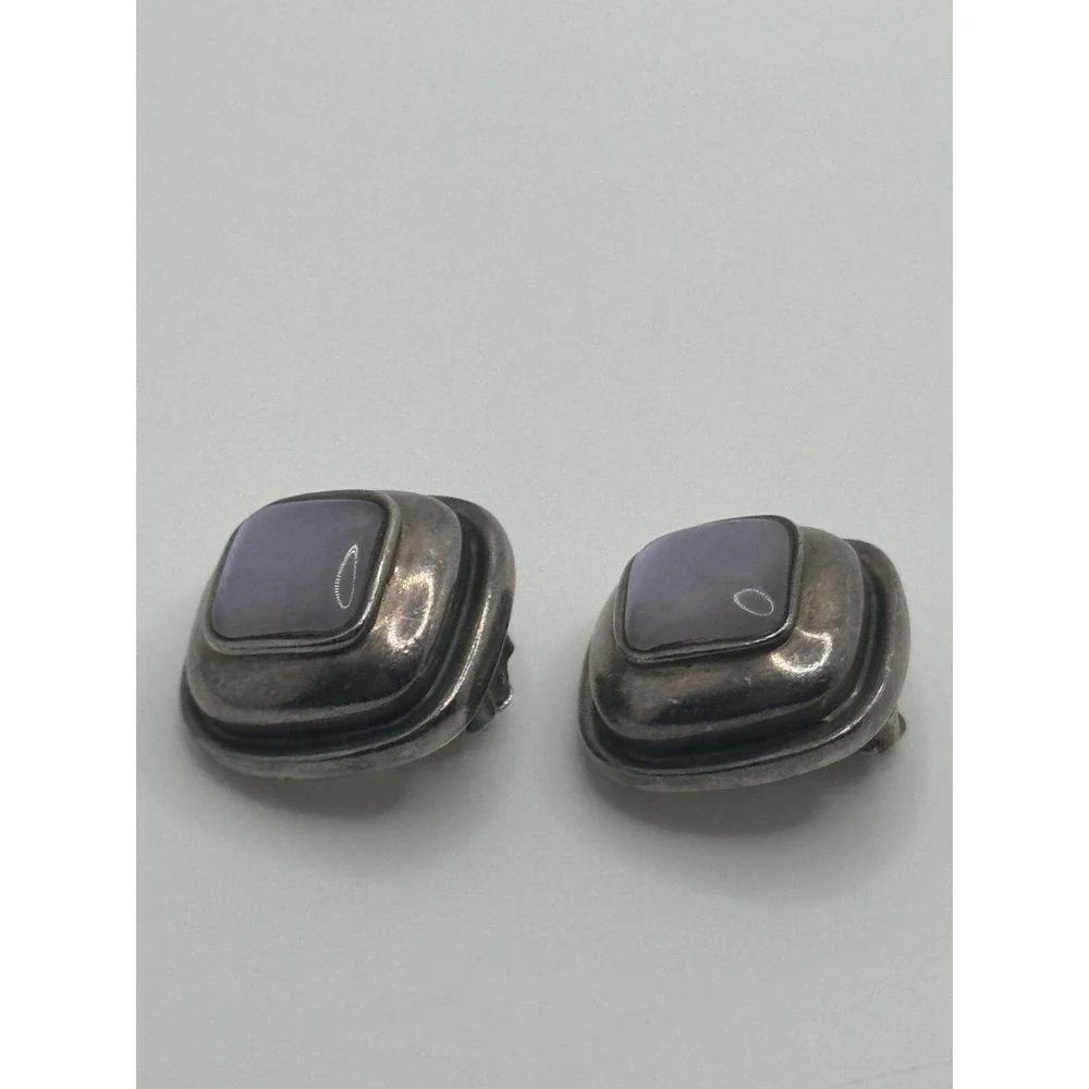 2001 Steve Vaubel Sterling Silver‎ Glass Clip On Earrings